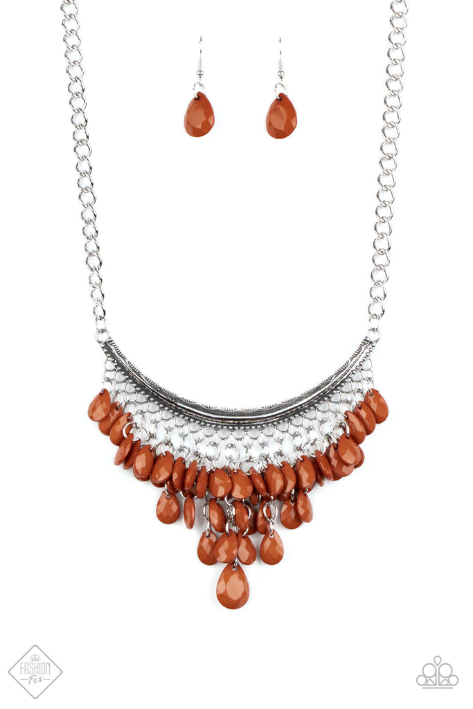 Rio Rainfall - Brown Necklace-Paparazzi