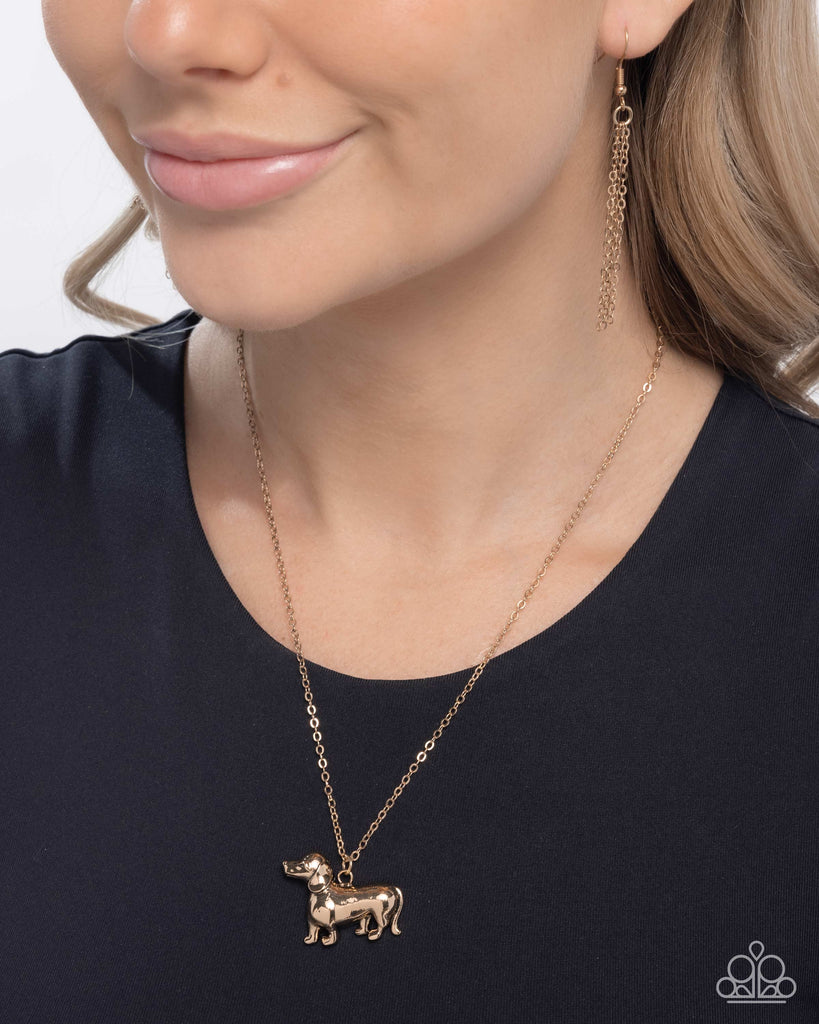 Darling Dachshund - Gold Necklace-Paparazzi