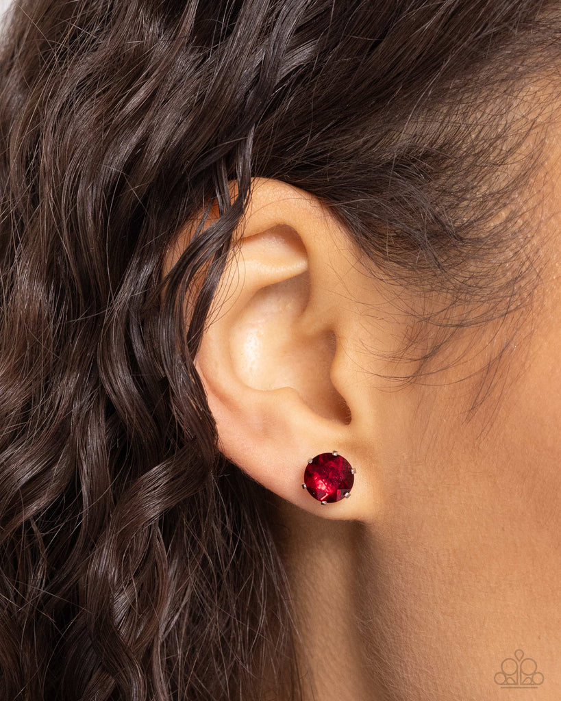 Breathtaking Birthstone - Red Paparazzi Earring