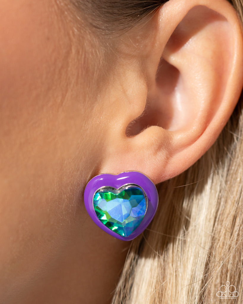 Heartfelt Haute - Purple Post Earring-Paparazzi