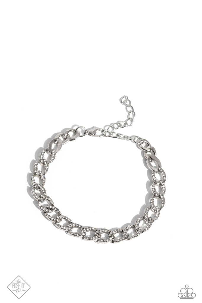 Freethinking Finish - White Bracelet-Paparazzi - The Sassy Sparkle