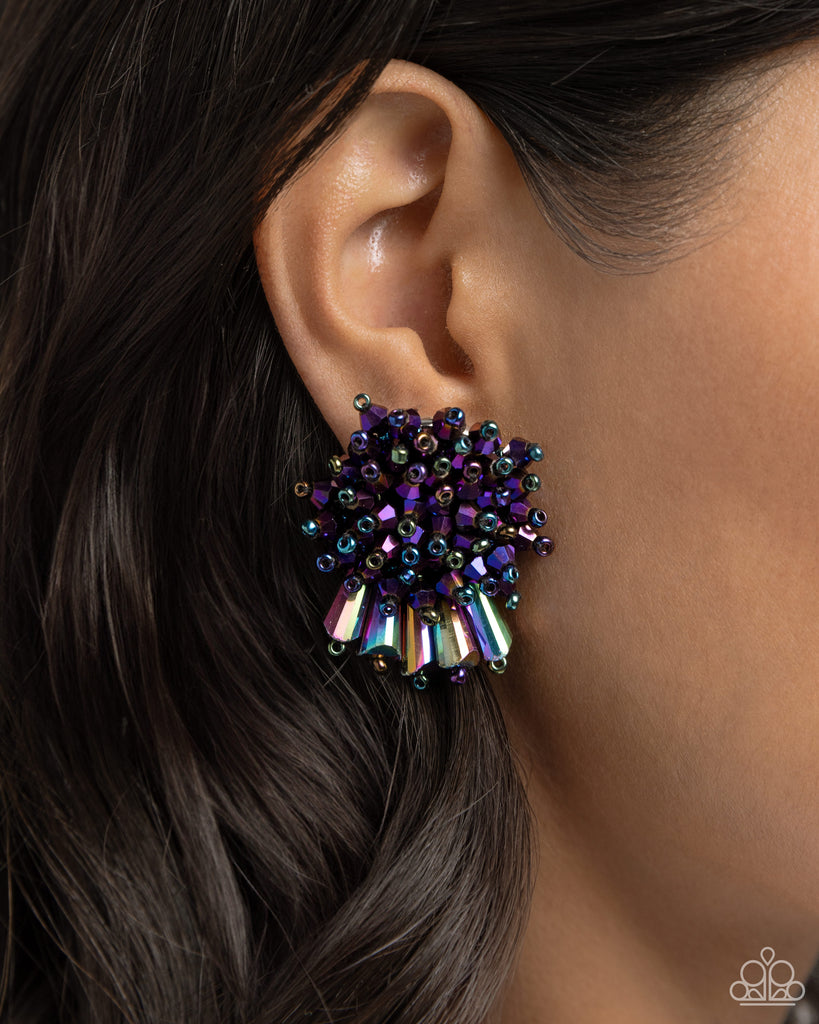 Streamlined Sass - Purple Post Earring-Paparazzi