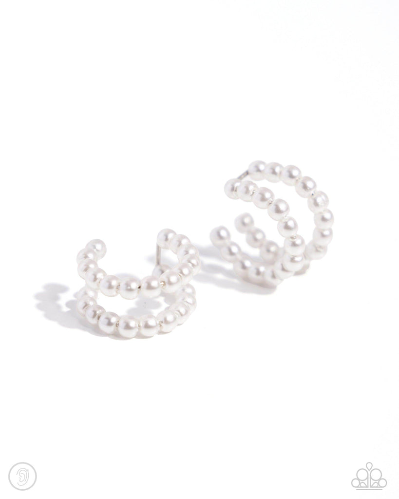 PEARLS Just Want to Have Fun - White Ear Cuff-Paparazzi - The Sassy Sparkle