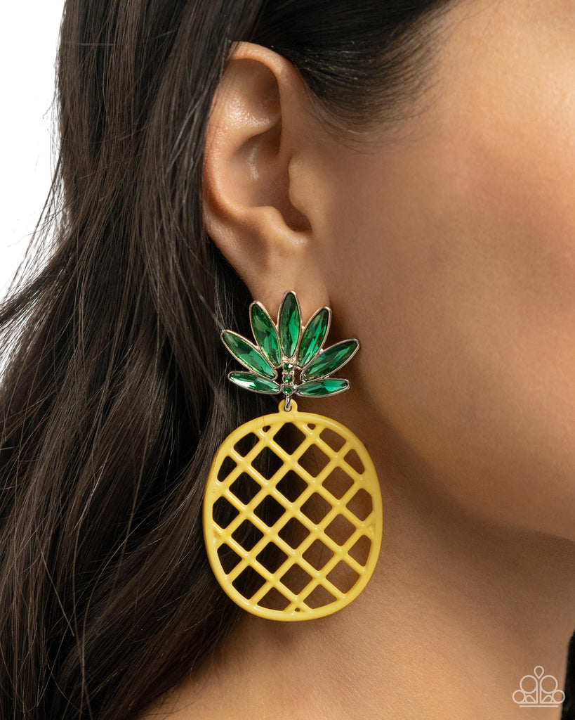 Pineapple Passion - Yellow Paparazzi Earring - The Sassy Sparkle