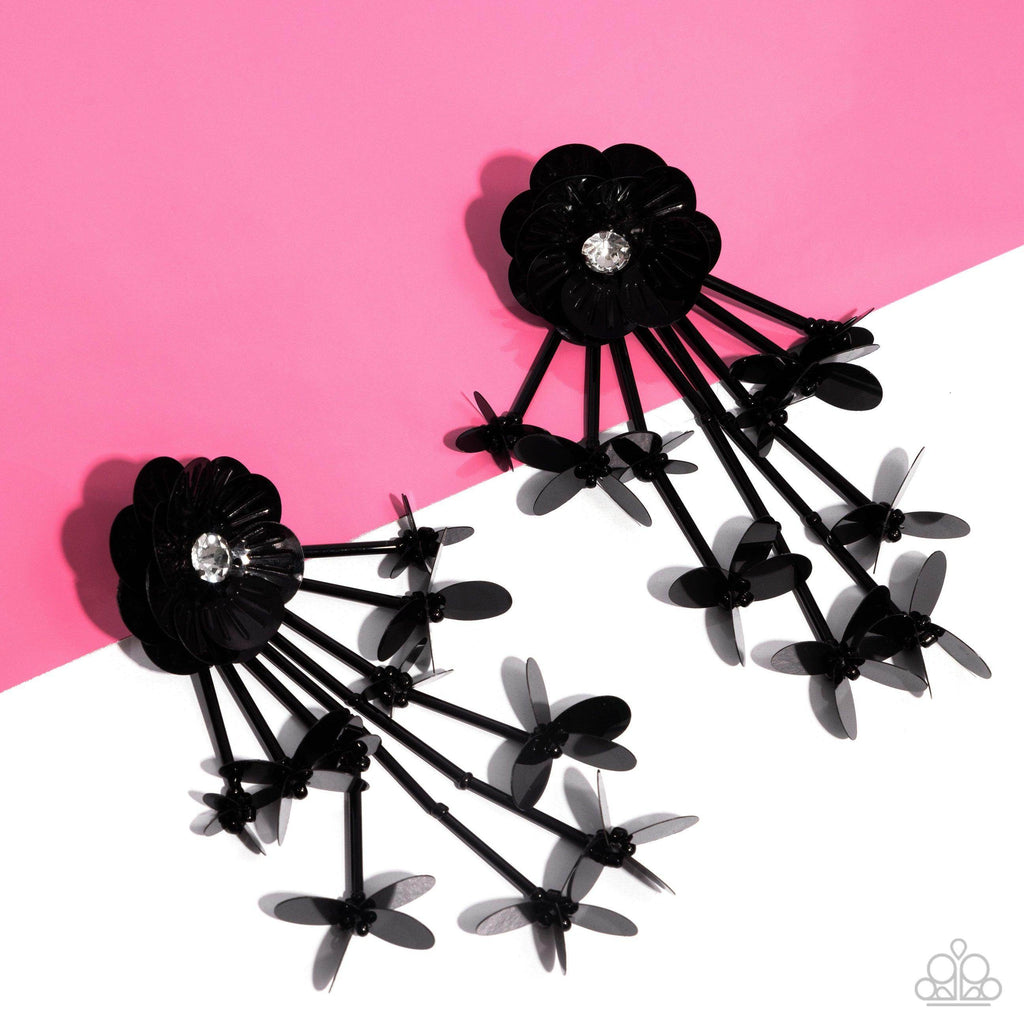 Floral Future - Black Post Earring-Paparazzi - The Sassy Sparkle