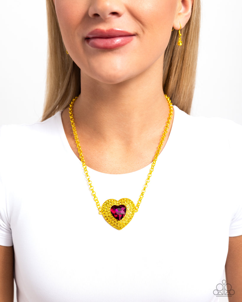 Locket Leisure - Yellow Necklace-Paparazzi