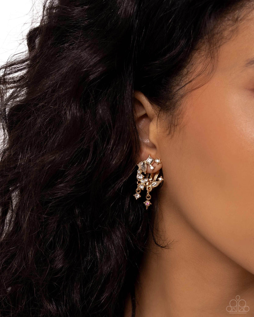 Fantastical Fashion - Gold Clip-On Earring-Paparazzi - The Sassy Sparkle