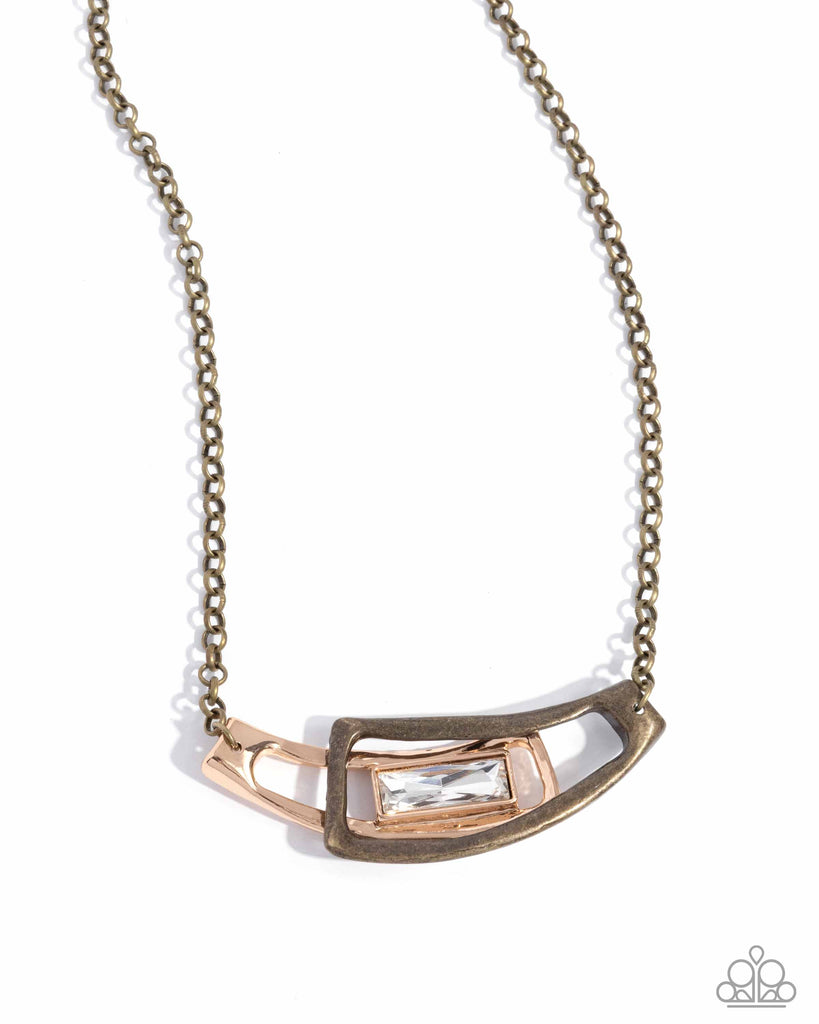 Interlocked Improv - Brass Necklace-Paparazzi - The Sassy Sparkle