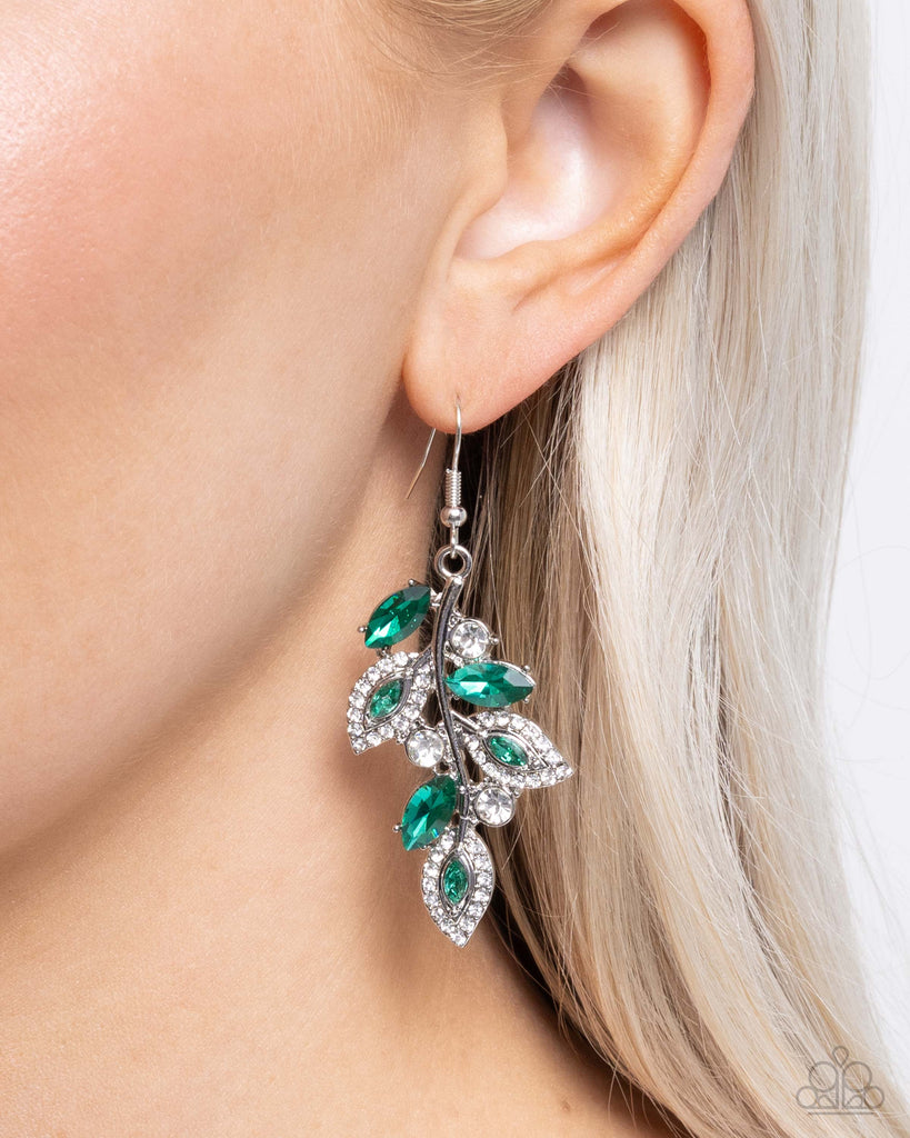 Flourishing Feature - Green Earring-Paparazzi