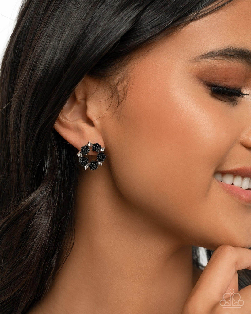 Grace Personified - Black Post Earring-Paparazzi - The Sassy Sparkle