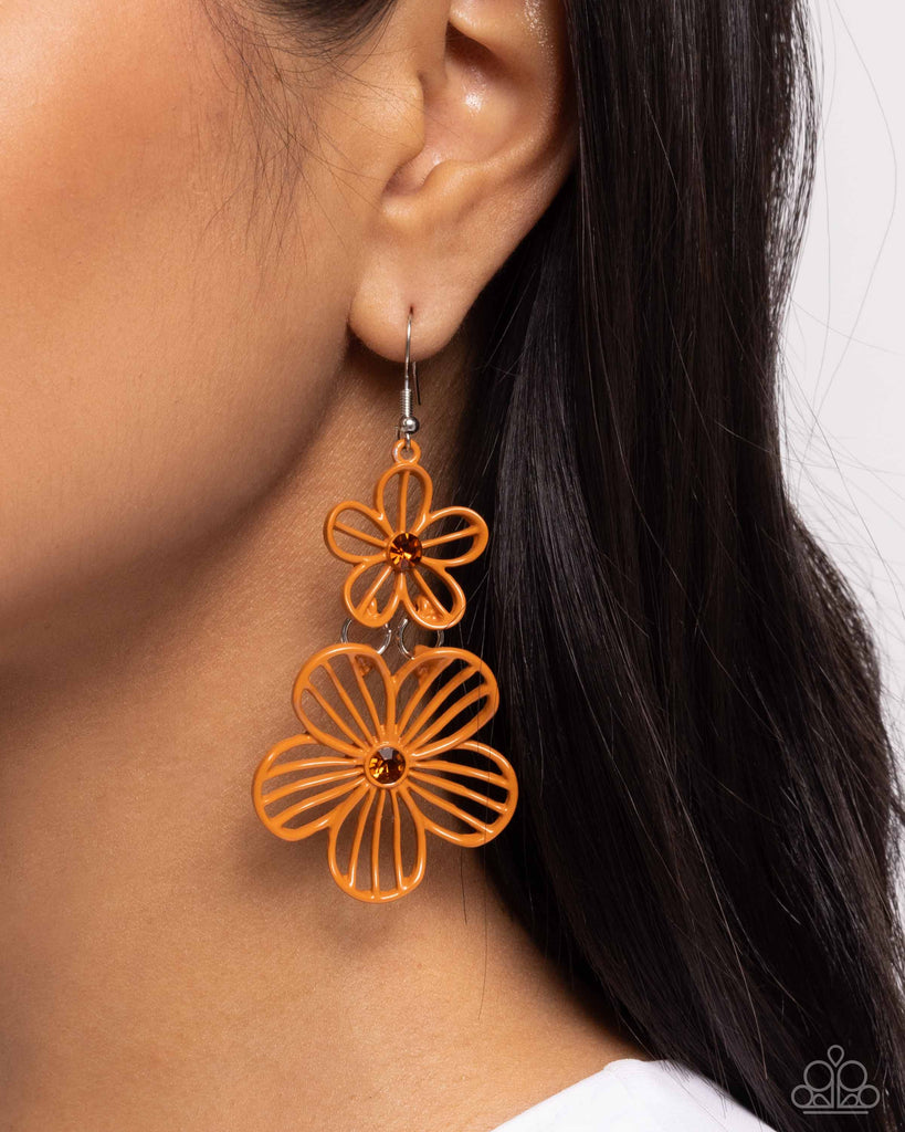 Textured Tiers - Orange Paparazzi Earrings