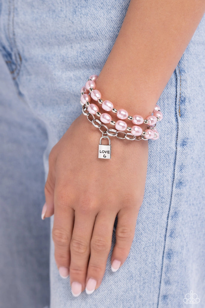 LOVE-Locked Legacy - Pink Pearl Bracelet-Paparazzi