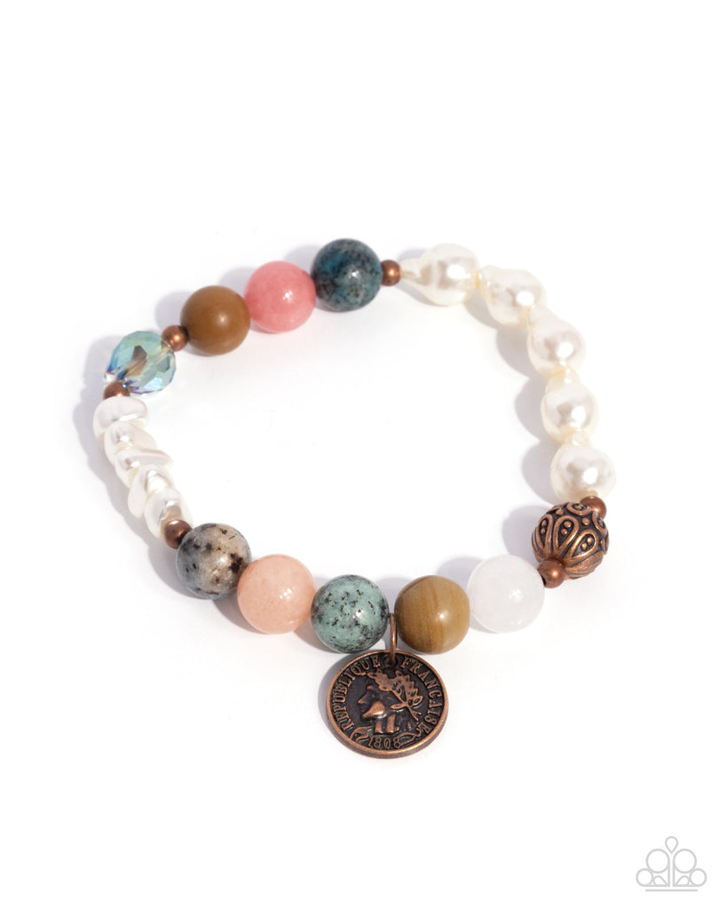 Chic Currency - Copper Pearl Stone Bracelet-Paparazzi - The Sassy Sparkle