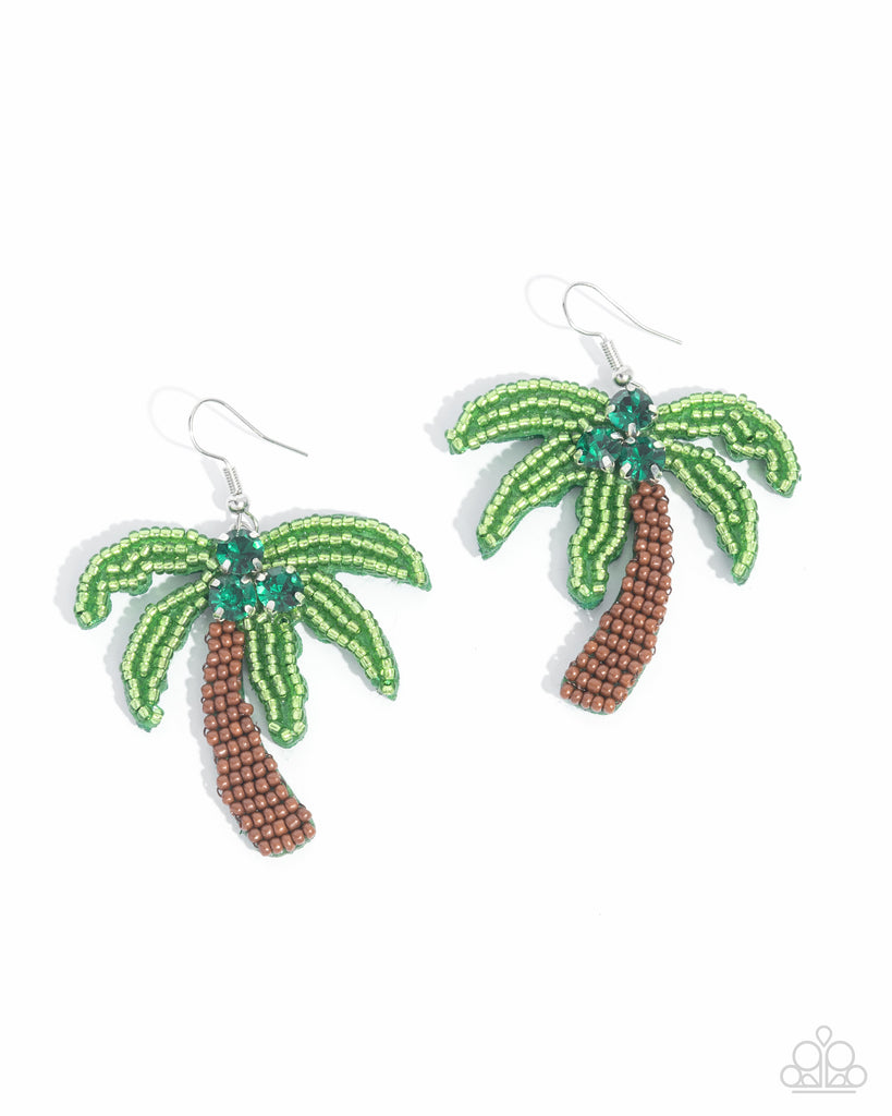 Pampered Palm Tree - Green Paparazzi Earrings - The Sassy Sparkle