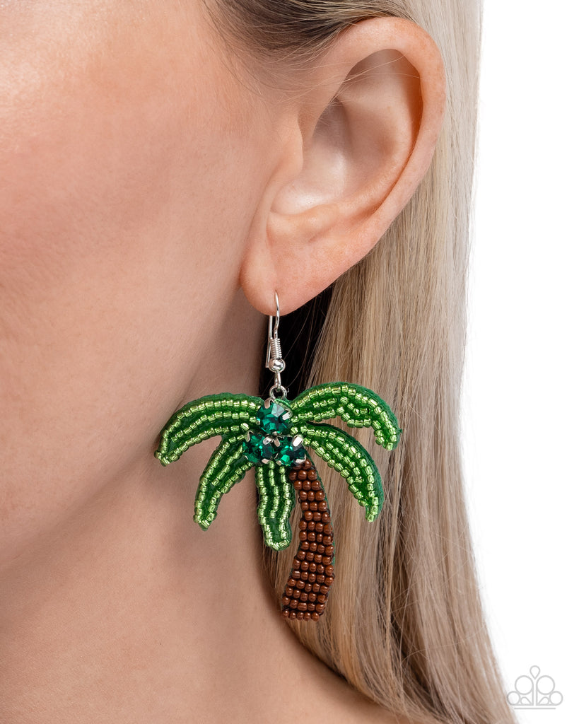 Pampered Palm Tree - Green Earring-Paparazzi