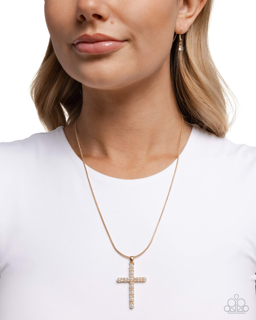 Holy Harmony - Gold Necklace-Cross-Paparazzi