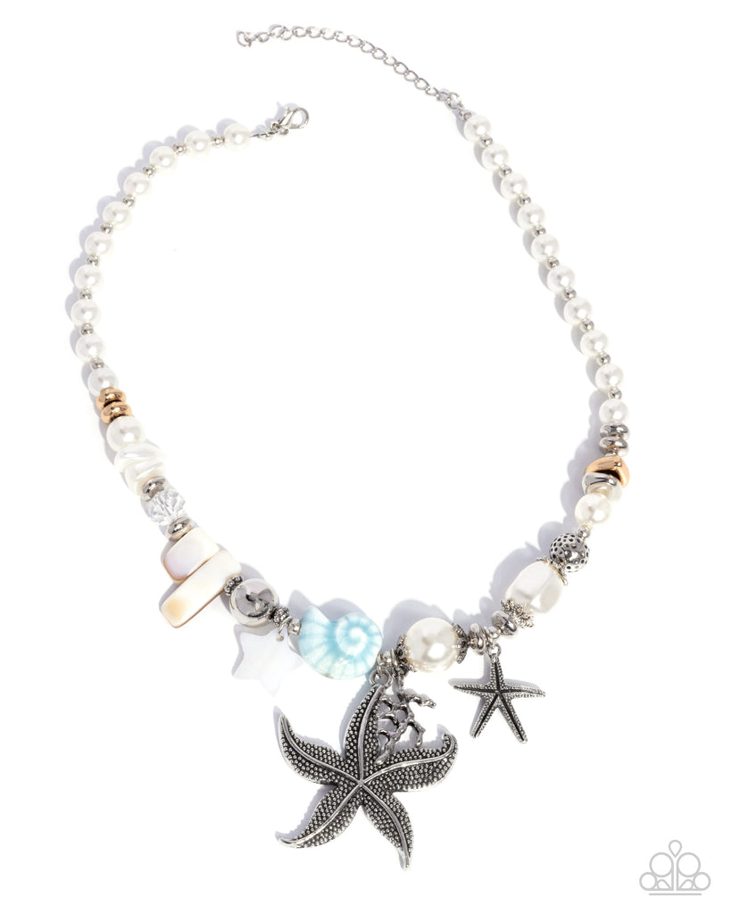 Coastal Cameo - Blue Nautical Pearl Necklace-Paparazzi - The Sassy Sparkle