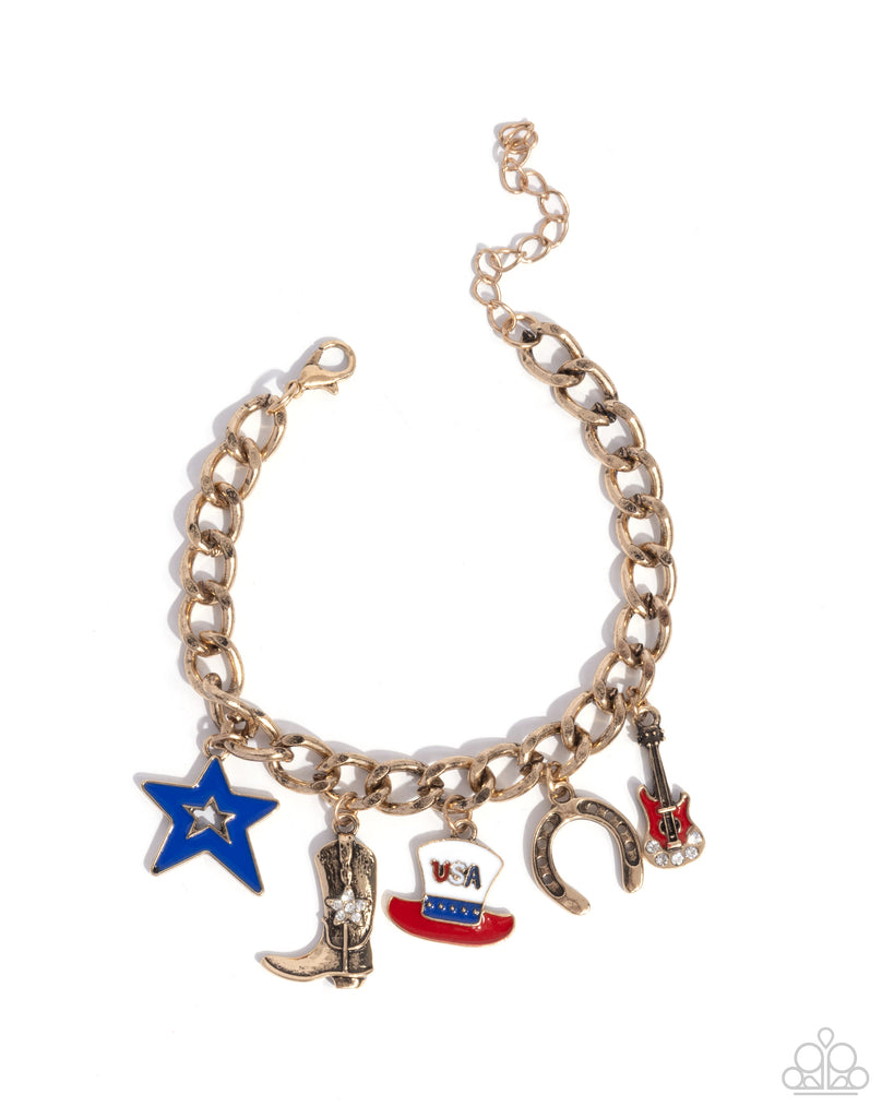 All-American Adornment - Gold Bracelet-Paparazzi - The Sassy Sparkle