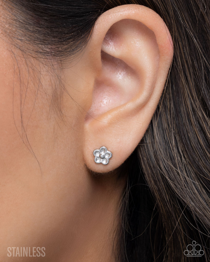 Impending BLOOM - Silver Post Earring-Paparazzi