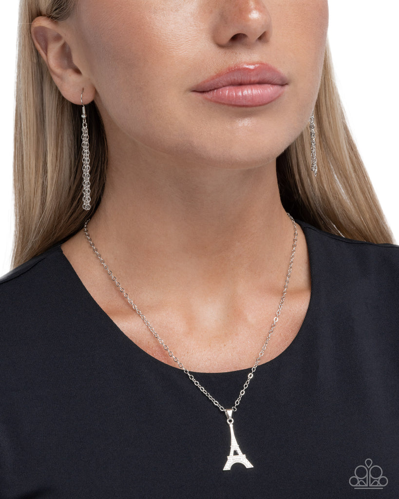Eiffel Tower Eloquence - Silver Necklace-Paparazzi