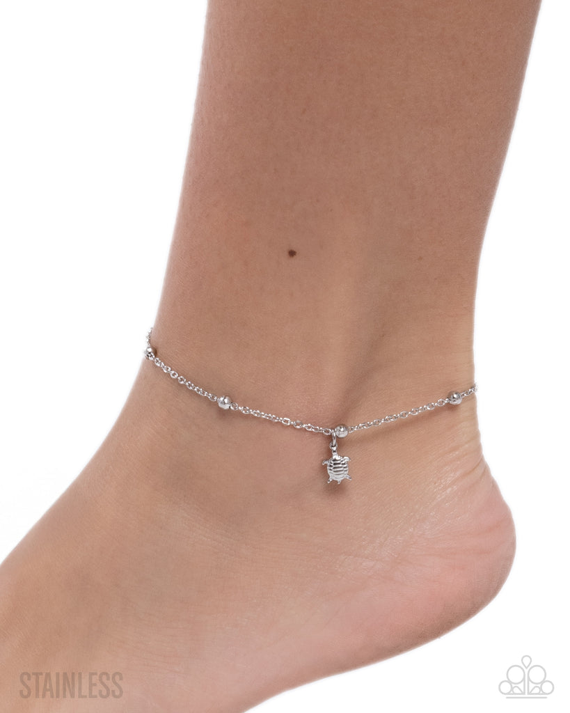 Turtle Timbre - Silver Anklet-Paparazzi