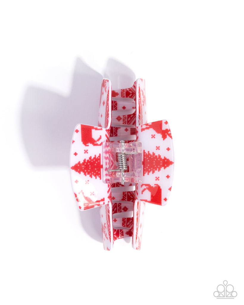 Sweater Story - Red Claw Hair Clip-Paparazzi