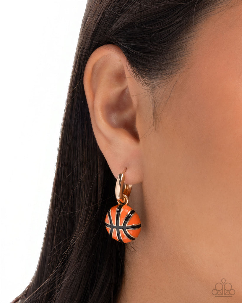 Adorable Airball - Gold Hoop-Hinge Earring-Paparazzi