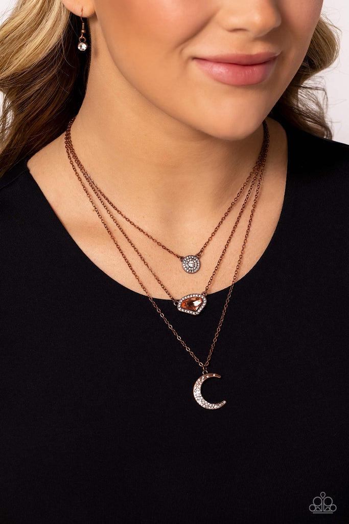 Lunar Lineup - Copper Necklace-Paparazzi