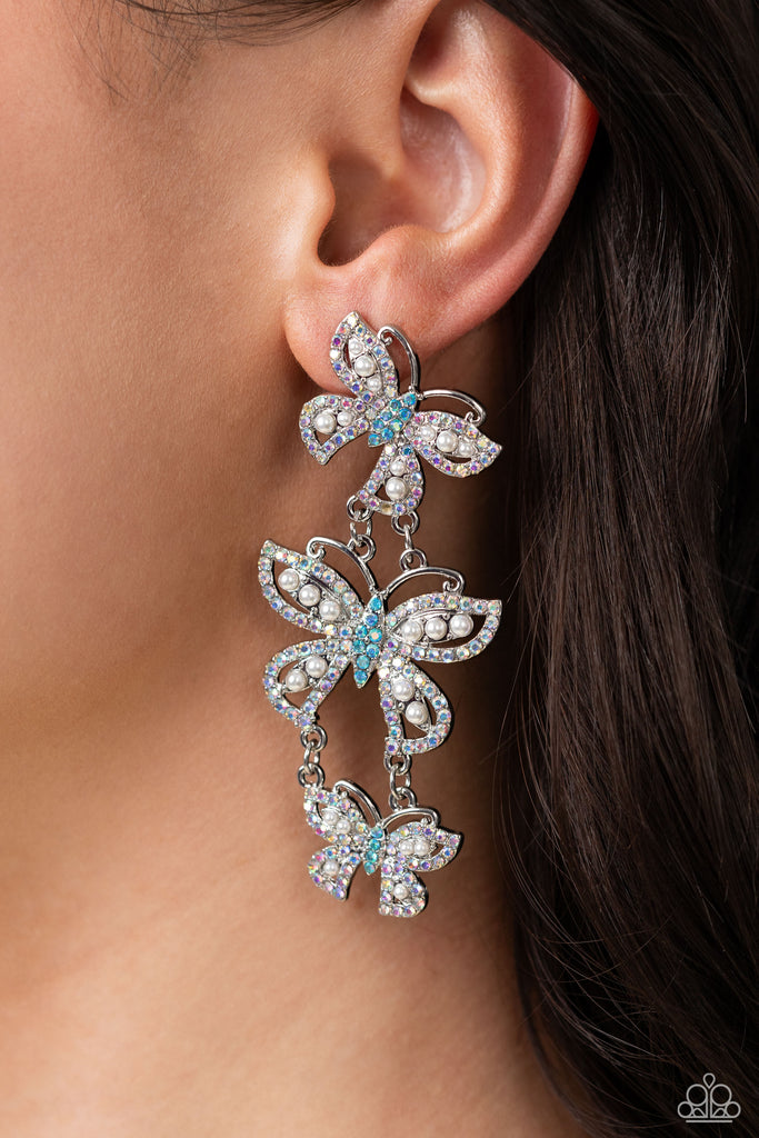 Fluttering Finale-Multi Post Earring-Paparazzi - The Sassy Sparkle