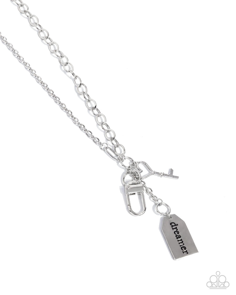 Dreamy Direction - Silver Lanyard Necklace-Paparazzi