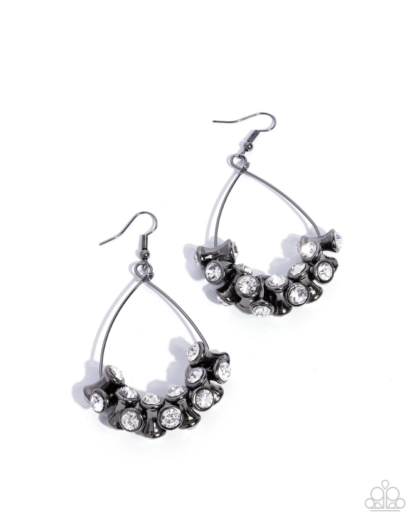 Courageous Chandelier - Black Gunmetal Earring-Paparazzi