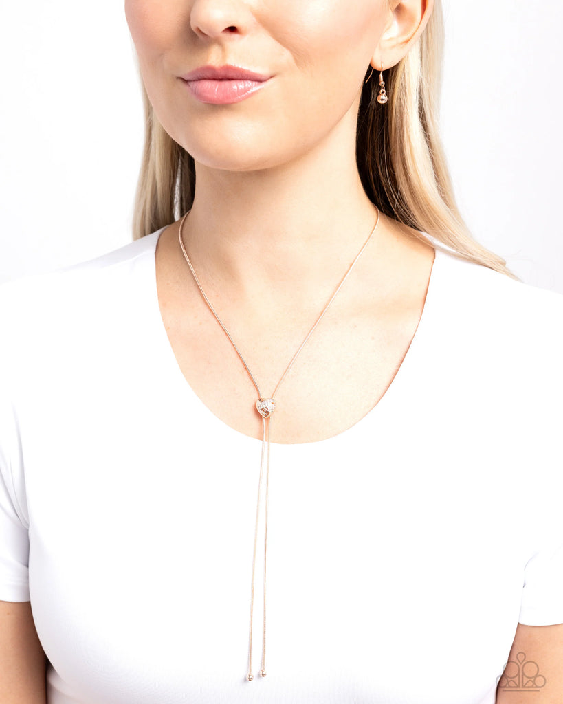 Raised Rose - Rose Gold Necklace-Paparazzi