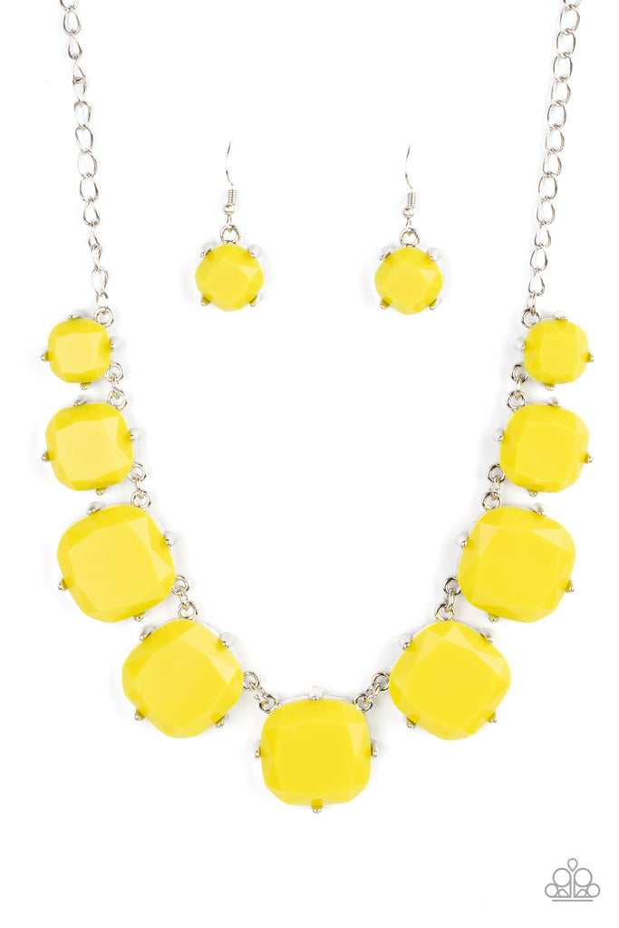 Prismatic Prima Donna - Yellow Necklace-Paparazzi - The Sassy Sparkle