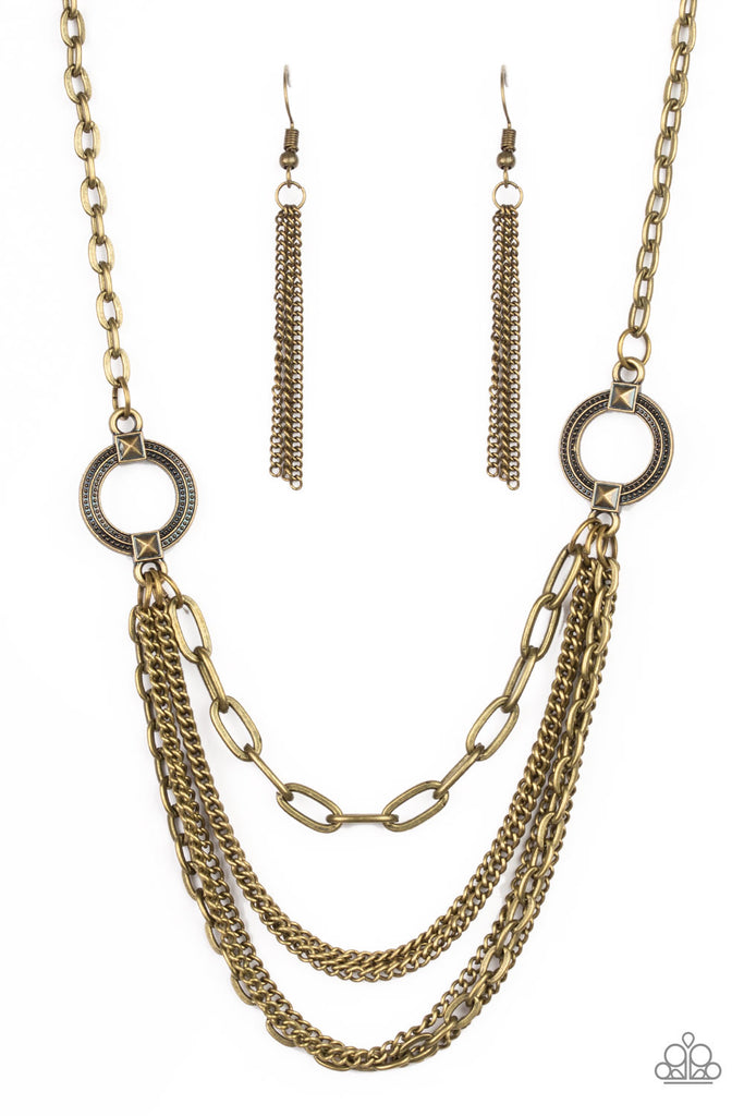 CHAINS of Command - Brass Necklace-Paparazzi - The Sassy Sparkle