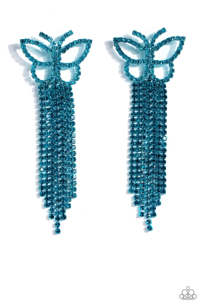 Billowing Butterflies-Blue Post Earring-Paparazzi - The Sassy Sparkle