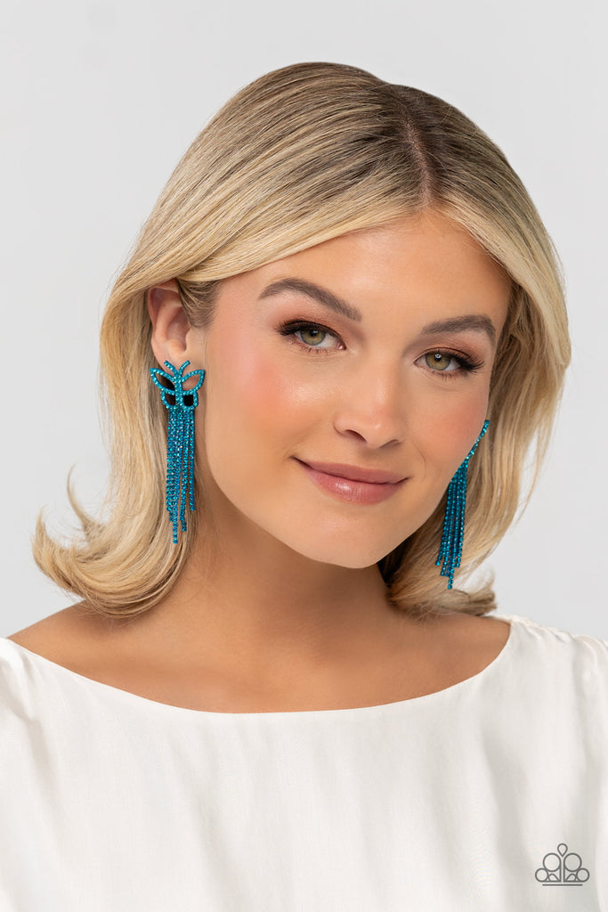 Billowing Butterflies-Blue Post Earring-Paparazzi - The Sassy Sparkle