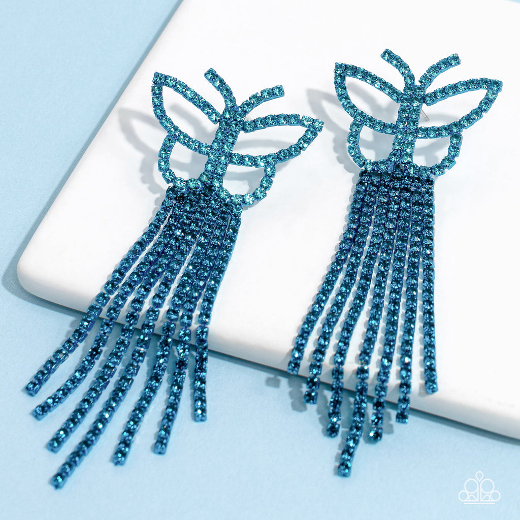 Billowing Butterflies-Blue Post Earring-Paparazzi - The Sassy Sparkle