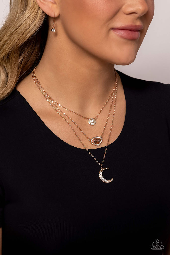 Lunar Lineup - Rose Gold Necklace-Paparazzi - The Sassy Sparkle