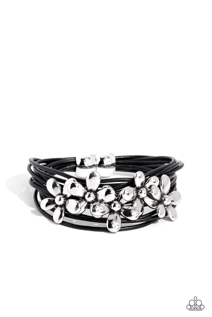Here Comes the BLOOM - Black Magnetic Bracelet-Paparazzi - The Sassy Sparkle