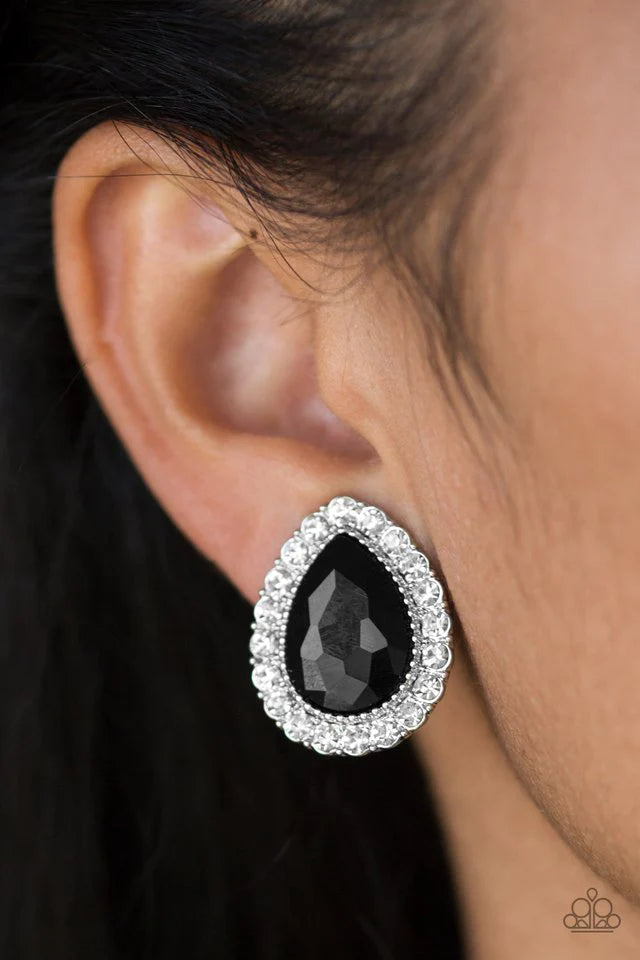 All HAUTE and Bothered - Black Clip-On Earring-Paparazzi - The Sassy Sparkle