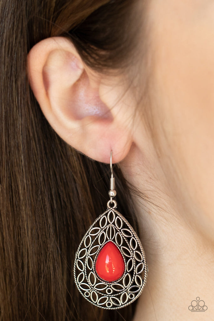 Fanciful Droplets - Red Earring-Paparazzi