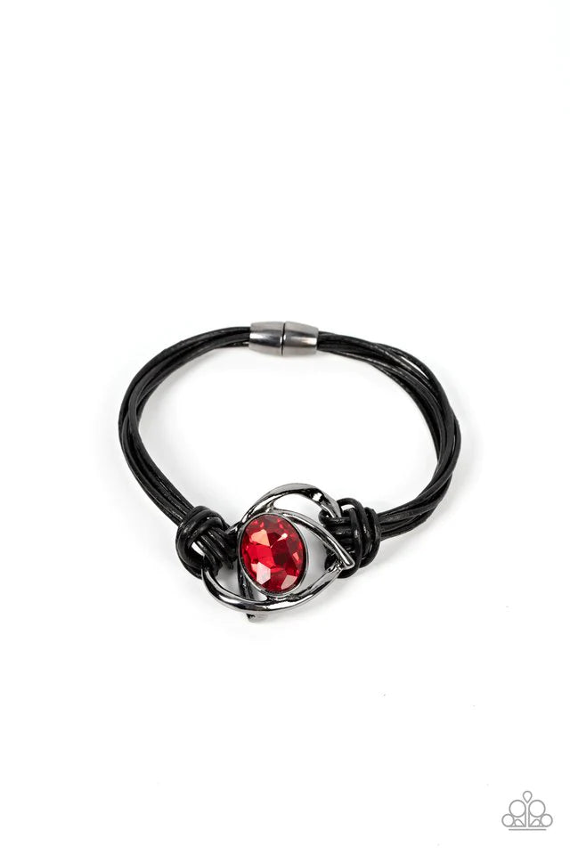 Keep Your Distance - Red Urban Magnetic Bracelet-Paparazzi