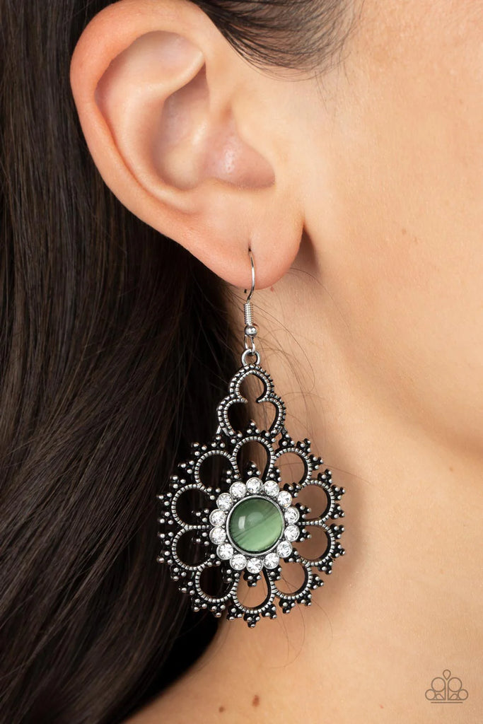 Floral Renaissance - Green Earring-Paparazzi - The Sassy Sparkle