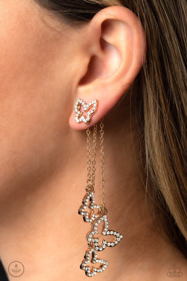 Boisterous Butterfly - Gold Paparazzi Earring - The Sassy Sparkle