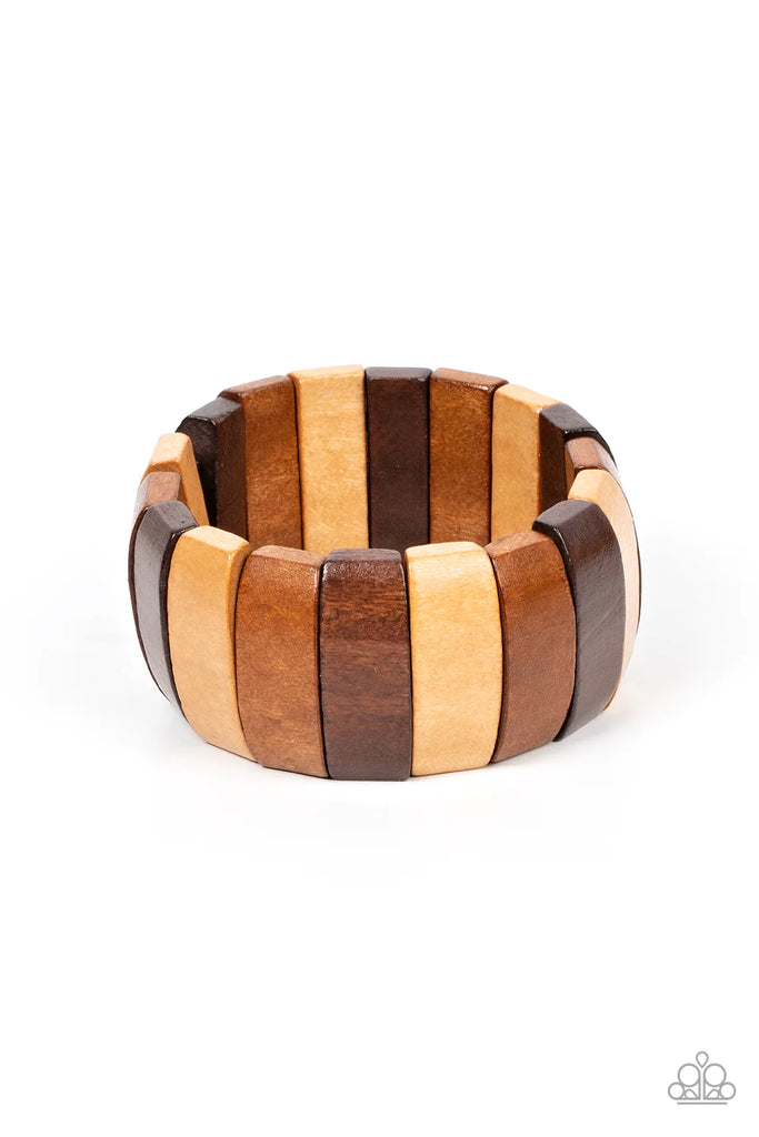 Island Grind - Multi Wood Bracelet-Paparazzi