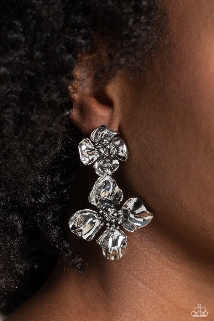 Gilded Grace - Silver Post Earring-Paparazzi - The Sassy Sparkle