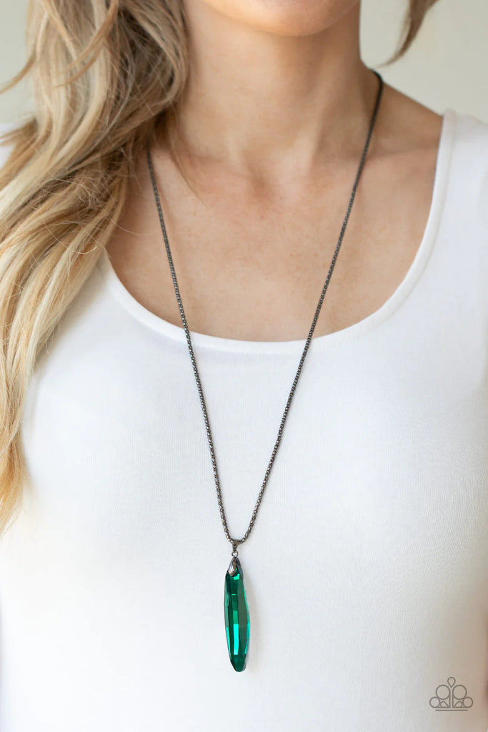 Meteor Shower - Green Necklace-Paparazzi