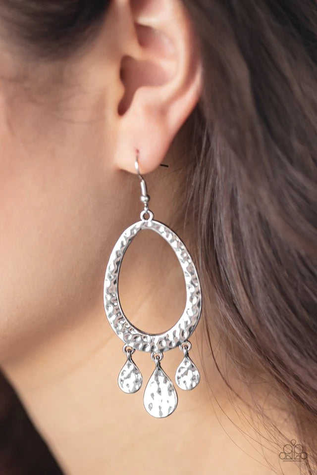 Taboo Trinket - Silver Earring-Paparazzi