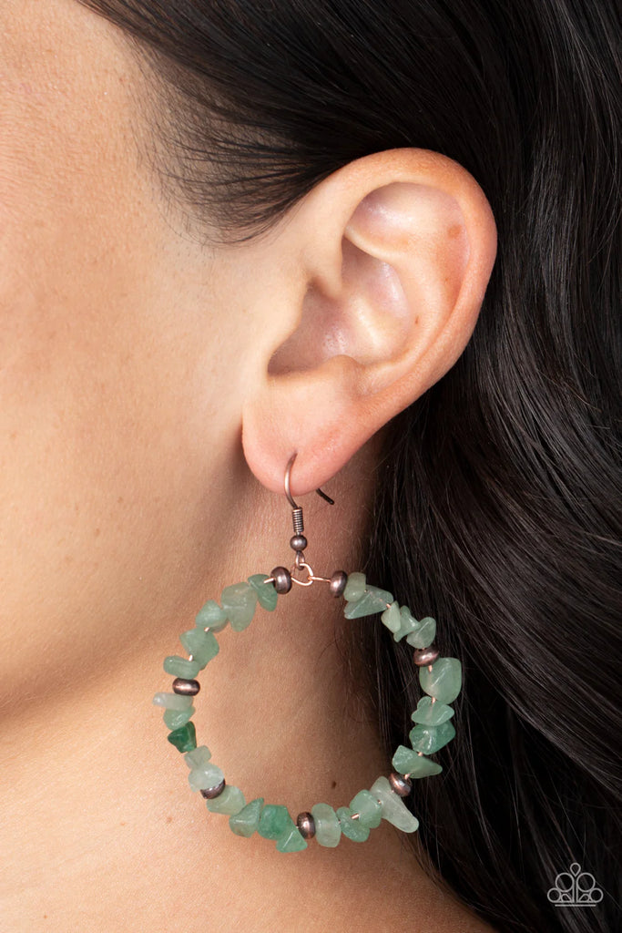 Mineral Mantra - Green Stone Earring-Paparazzi