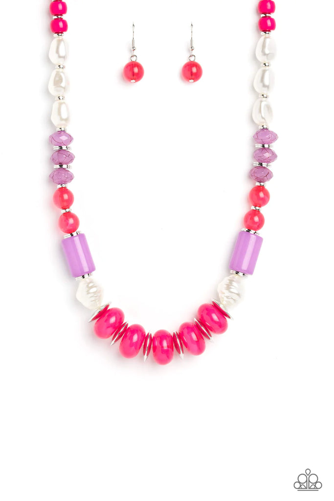 A SHEEN Slate - Pink Pearl Necklace-Paparazzi - The Sassy Sparkle